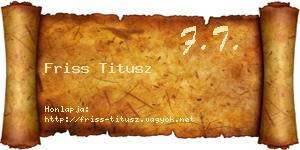 Friss Titusz névjegykártya